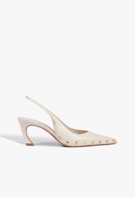 Slingback Lexi Studs Couro Branco