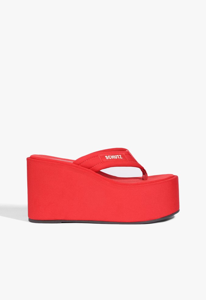 Chinelo Plataforma Zoe Nylon Vermelho