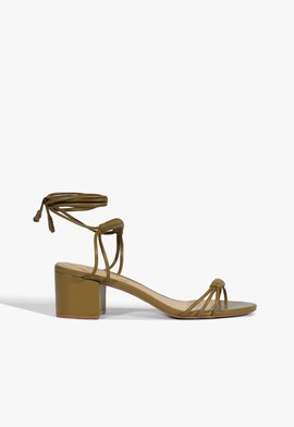 Sandália Block Heel Lace-Up Verde Militar