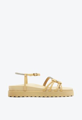 Sandália Papete Aylin Sporty Brilho Bege