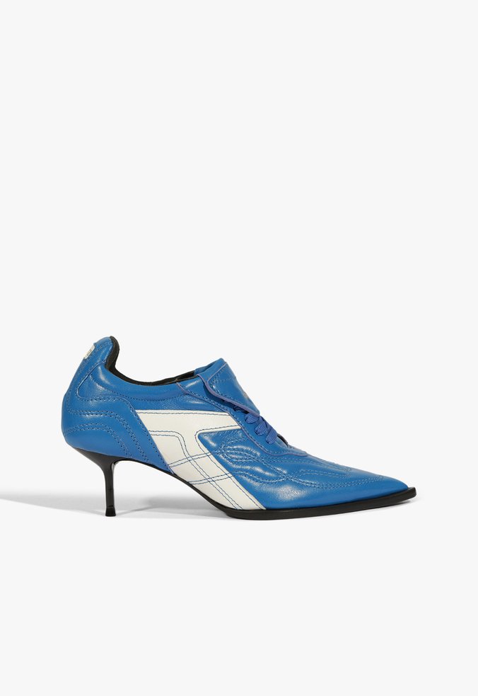 Scarpin Maureen Couro Azul e Branco