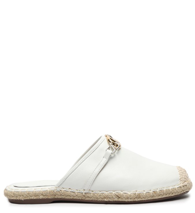 Flat Mule Espadrille White