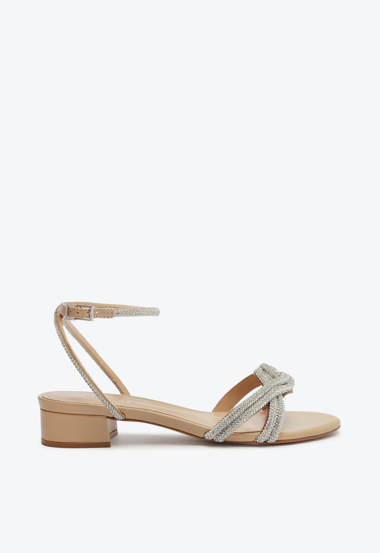 Sandalia salto baixo best sale bege