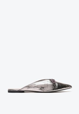 Sapato Mule Metalizado Prata