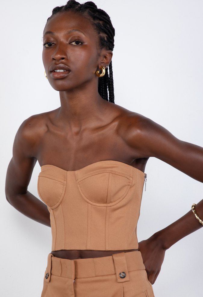 Top Corset Sarja Alma Marrom Claro