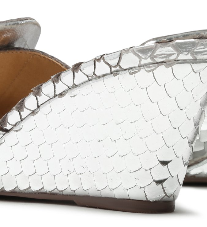 Mule Fivela Snake Metallic Prata Mule Fivela Snake Metallic Prata