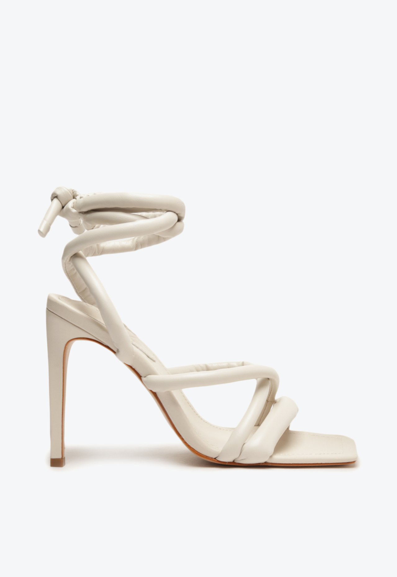 Sandália Salto Alto Amarração Puffy Branca | Schutz