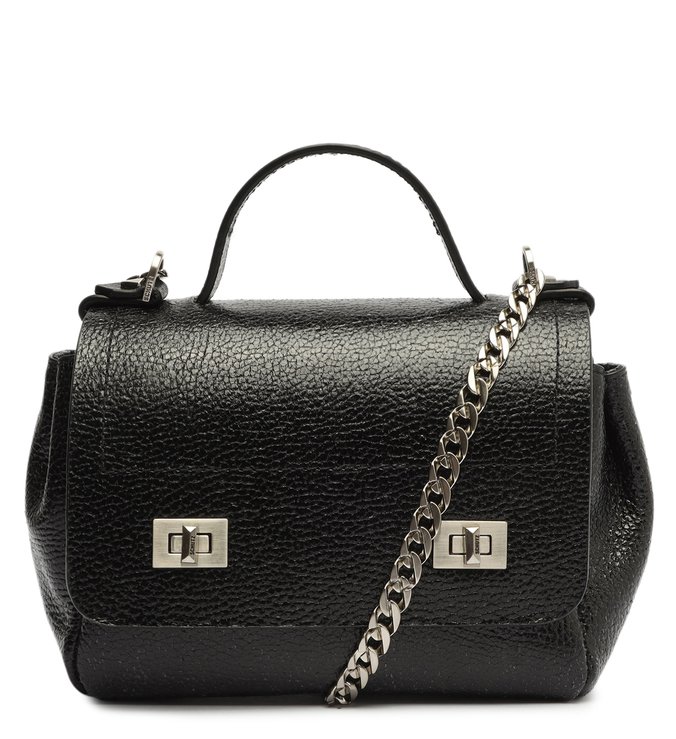 Bolsa Tote Média Sky Couro Preta
