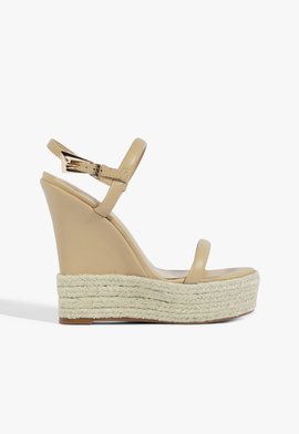 Sandália Espadrille Anabela Bege