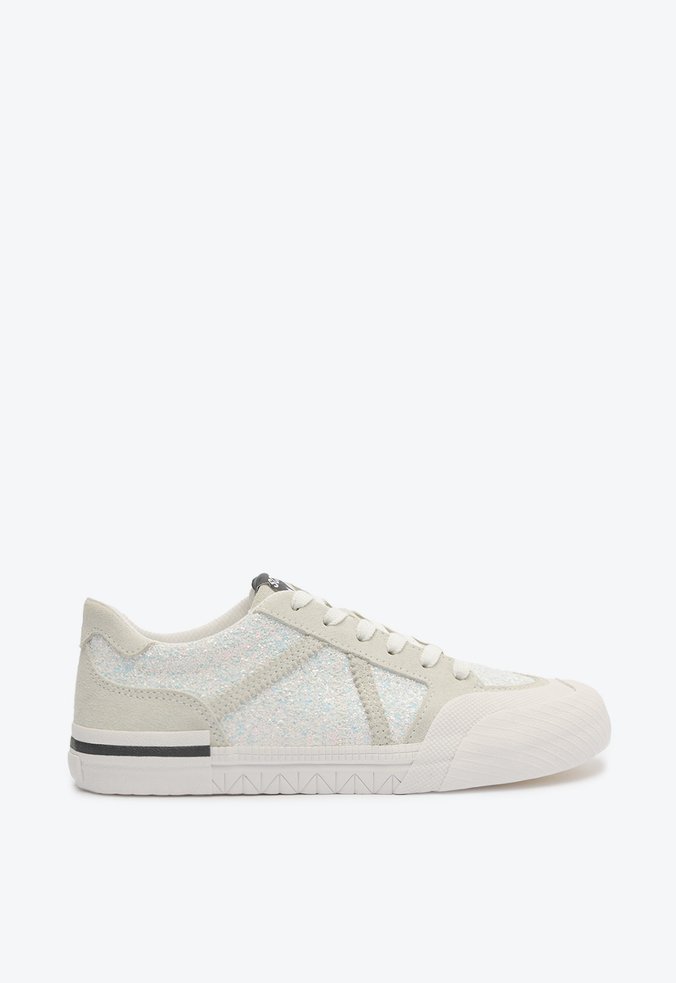 Tênis Casual Camurça Glitter Branco