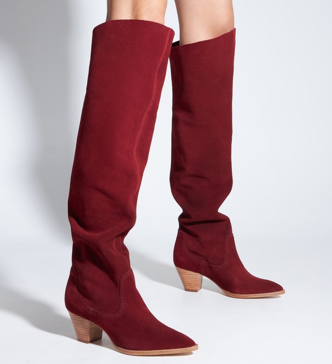 Bota Cano Longo Salto Bloco Camurça Marrom Bota Cano Longo Salto Bloco Camurça Marrom