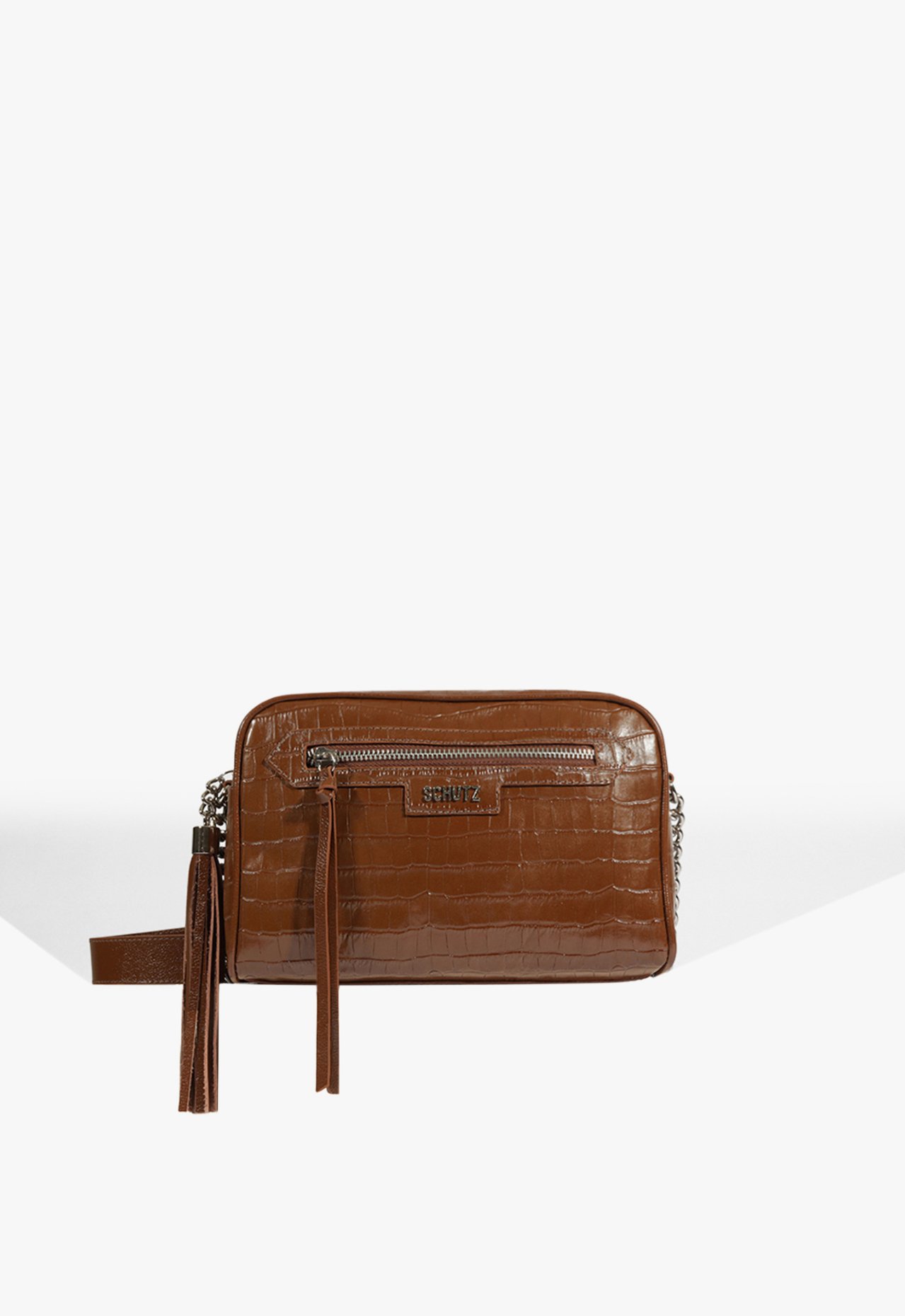 Bolsa Tiracolo Média Mirella Couro Croco Marrom | Schutz