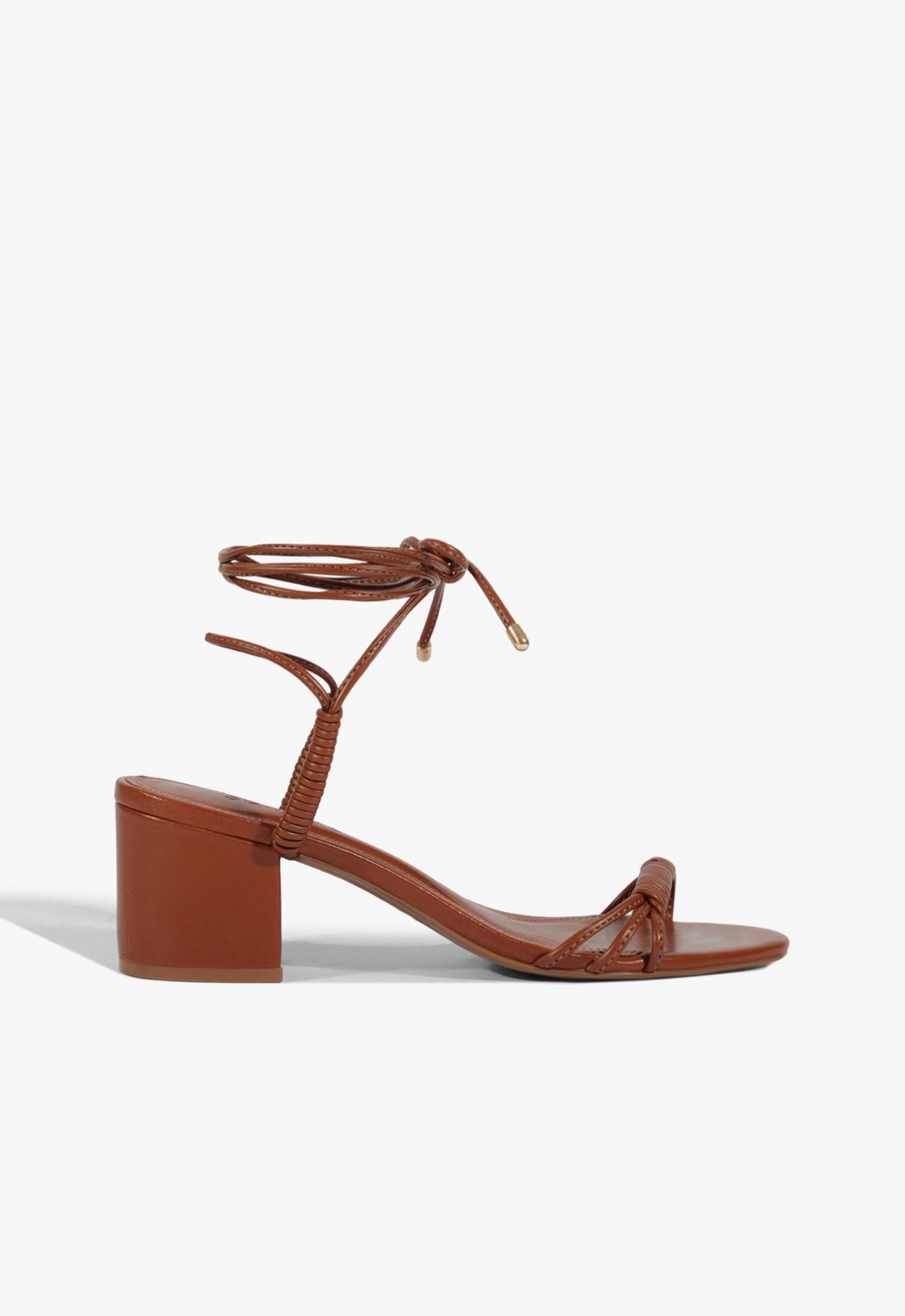 Sandália Salto Bloco Amarração Marrom | Schutz