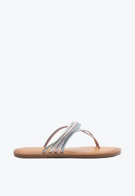 Sandália Rasteira Tiras Couro Colorida
