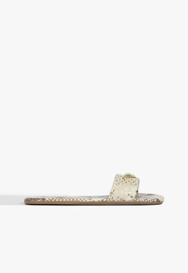 Chinelo Casual Flats Couro Snake