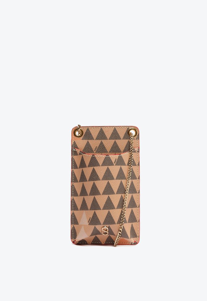 Porta Celular Liz Triangle Couro Bege