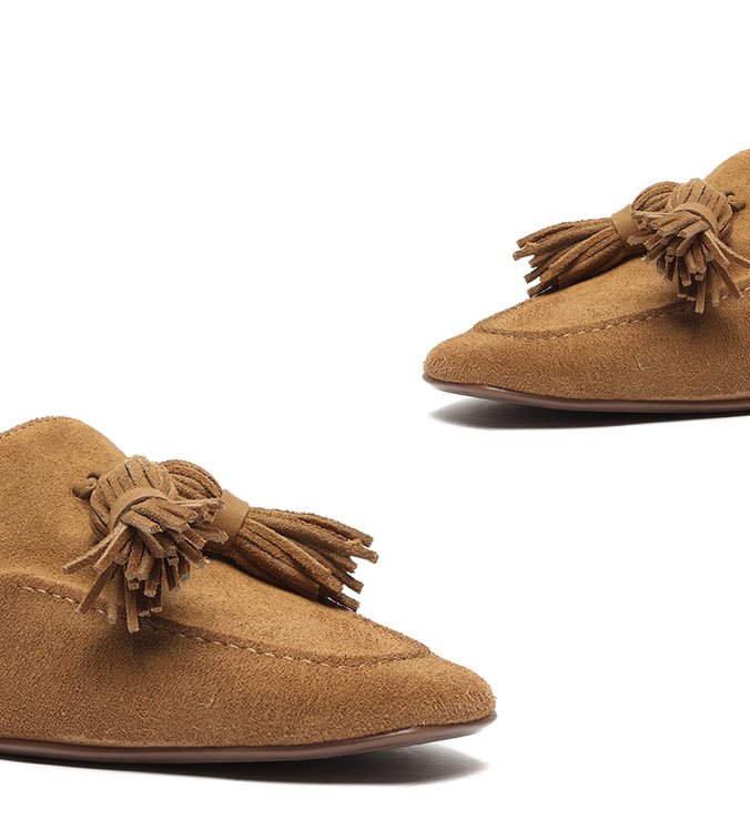 Sapato Mocassim Camurça Tassel Bege Sapato Mocassim Camurça Tassel Bege