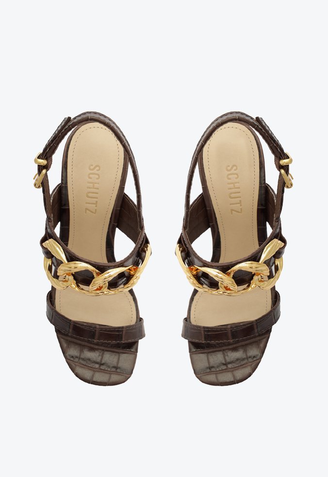 Sandália Mikka Wide Croco Marrom