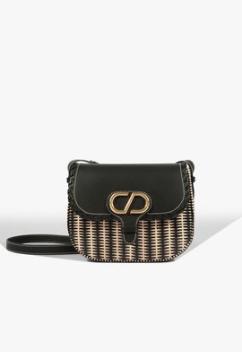 Bolsa Shoulder Média Couro Preta e Branca