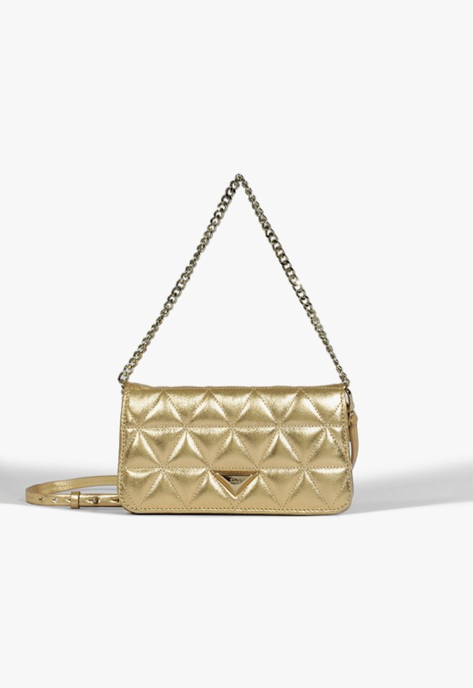 Bolsa Pequena Schutz Squad Couro Matelassê Dourado