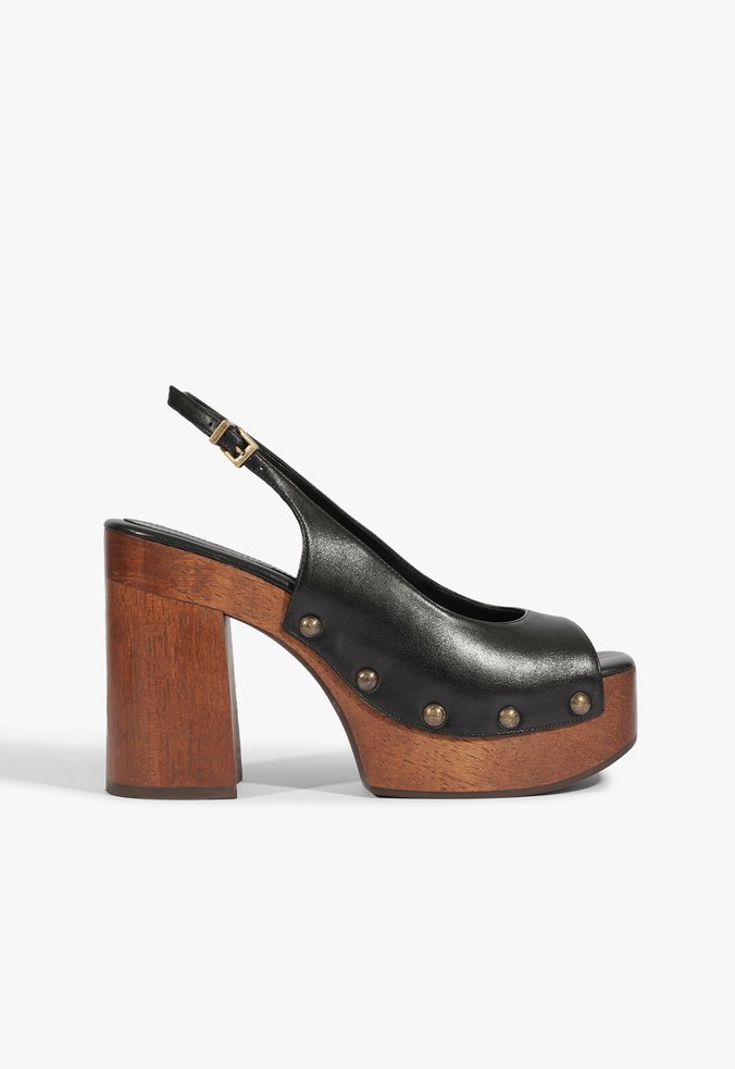 Clog Slingback Couro Preta