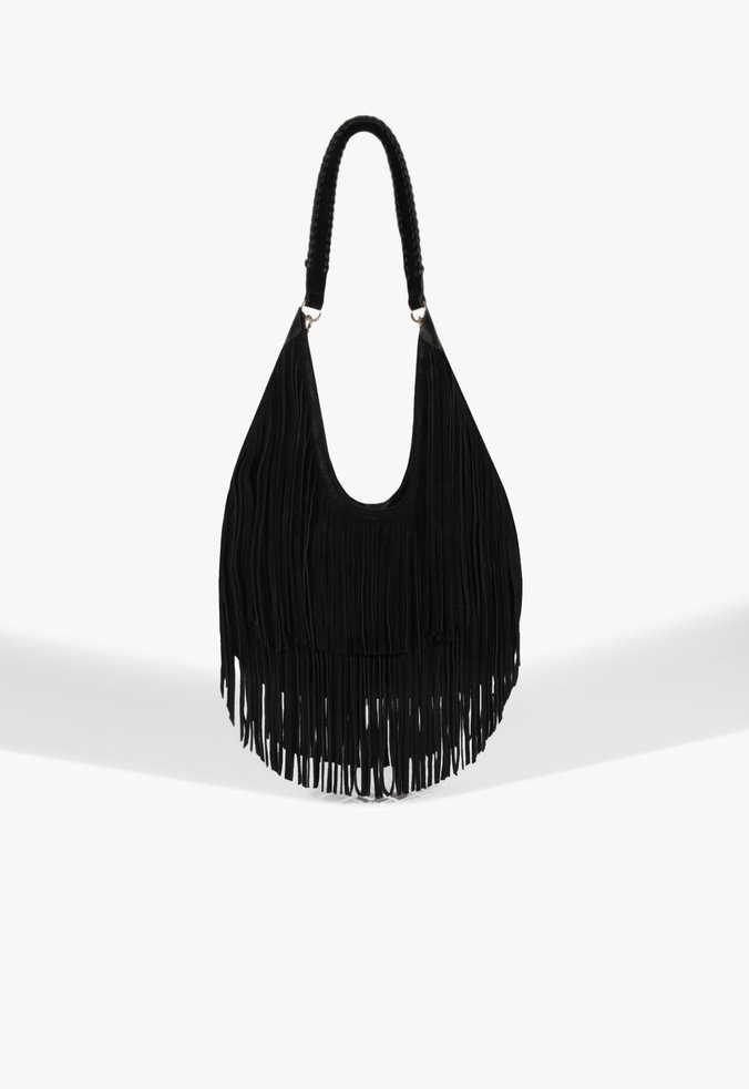 Bolsa Hobo Grande Iron Suede Preto