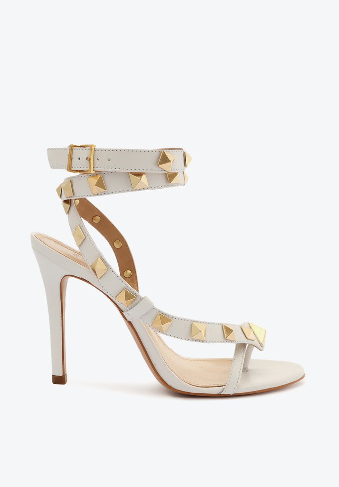 Sandália Courtney Spikes Couro Branca | Schutz