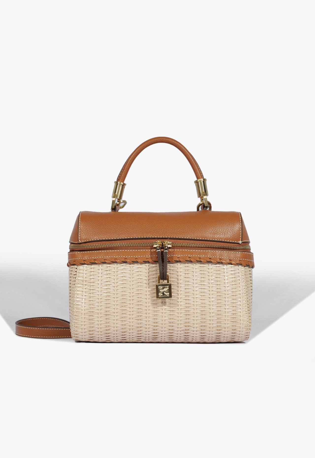 Vista 2 Bolsa Lorena Picnic Pequena Couro Bege