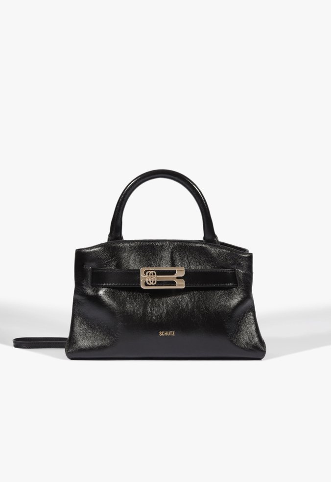Bolsa Hobo Média Heather Couro Preta