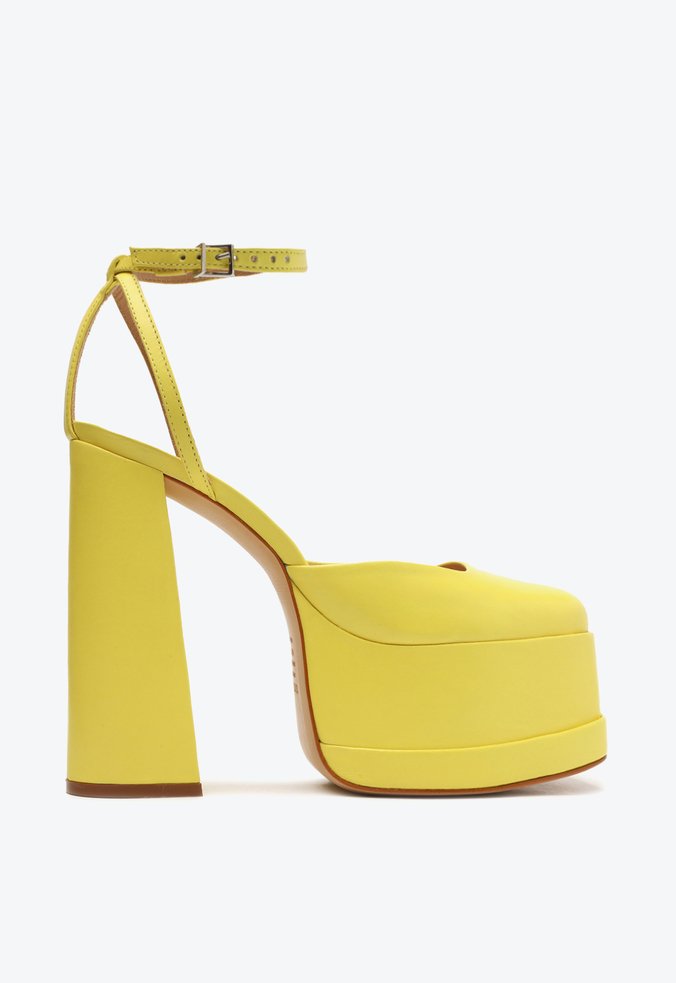 Sapato Scarpin Meia Pata Luan Couro Amarelo