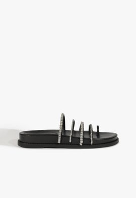 Sandália Papete Bold Couro Preta