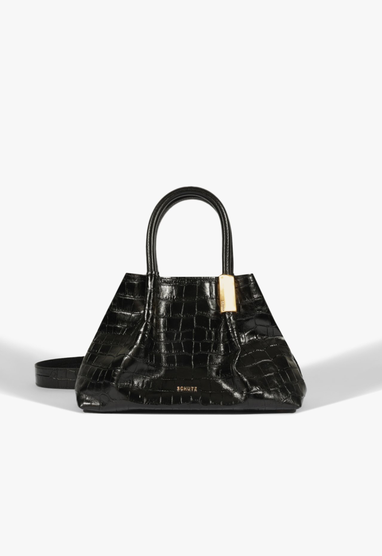 Bolsa Tote Margot Couro Croco Preto | Schutz