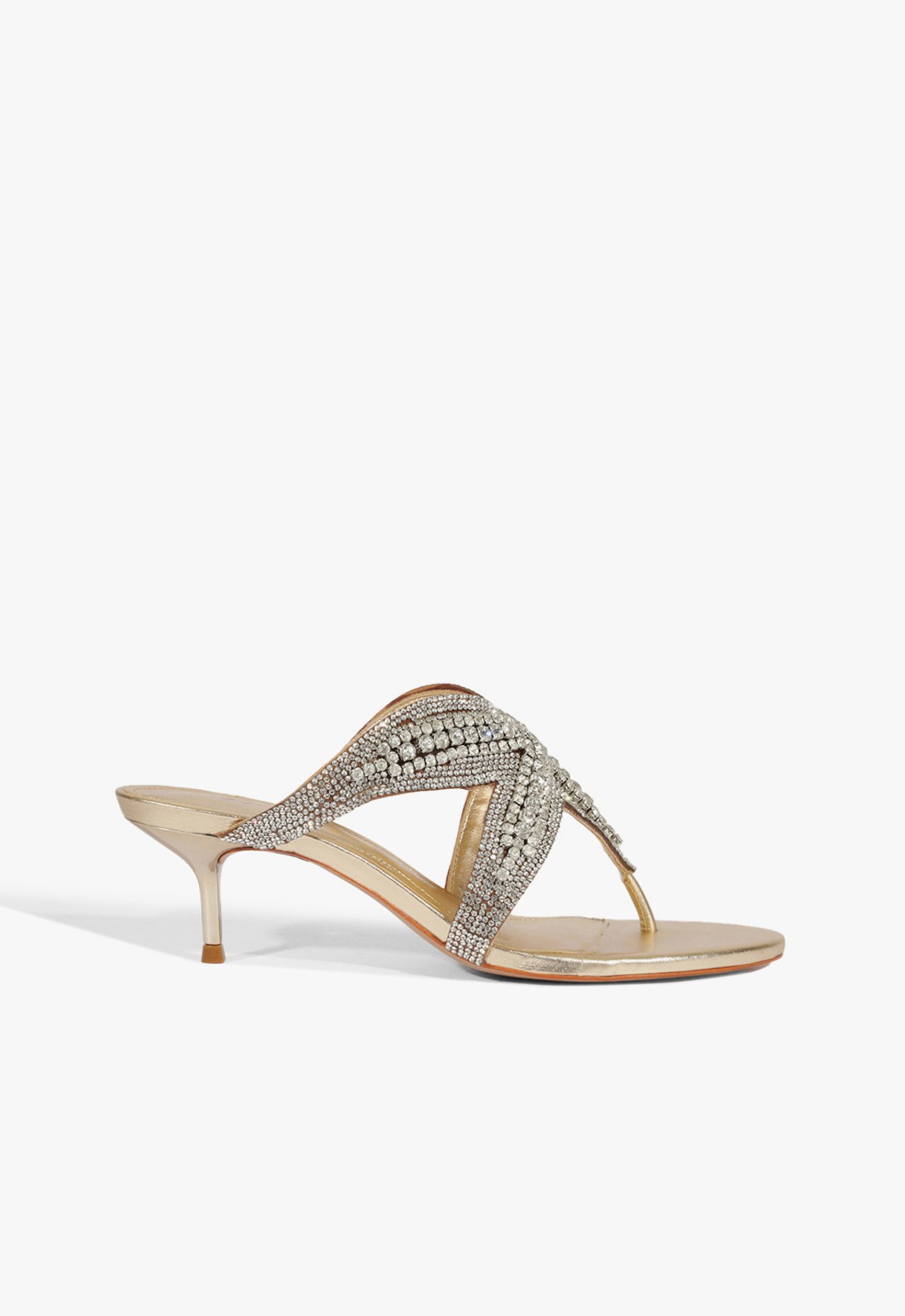 Vista 2 Sandália Salto Médio Estrela Brilho Dourada | Schutz Dourado Dourado