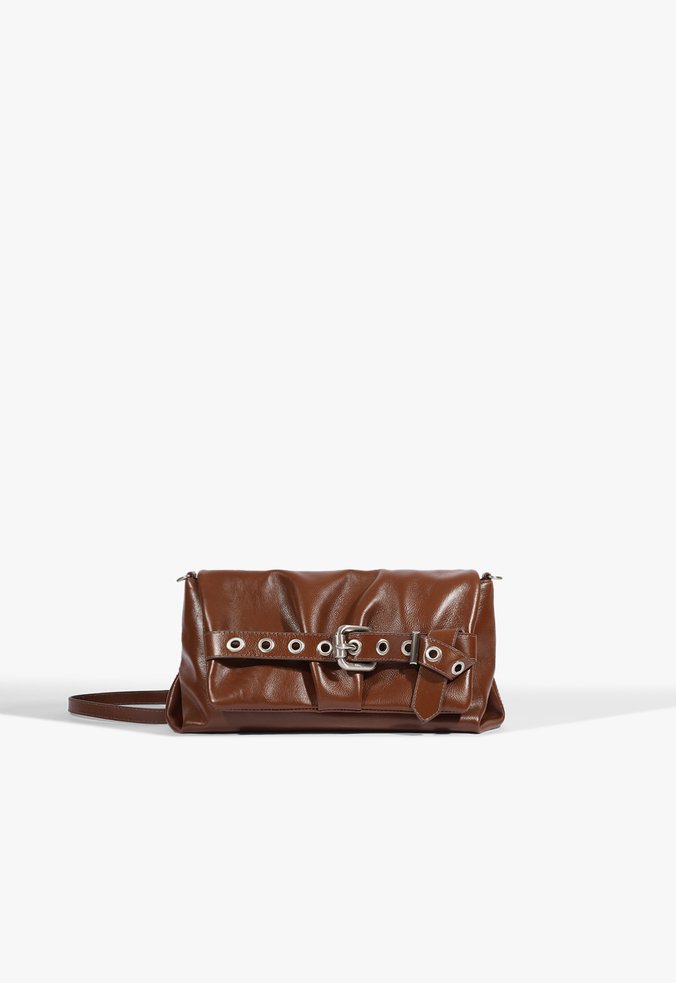 Bolsa Clutch Kelsey Bold Pequena Couro Marrom