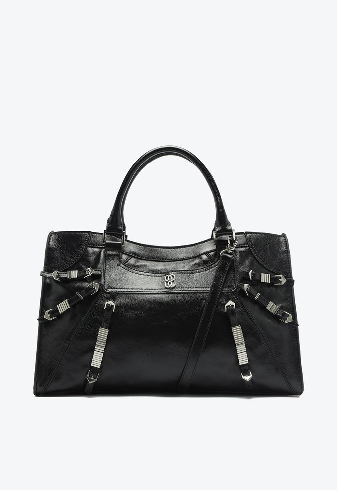 Bolsa Tote Grande Tessa Couro Preta