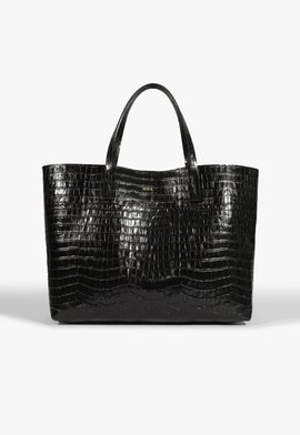 Bolsa Shopping Grande Betty Couro Croco Preta