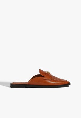 Mule Rasteira Couro Marrom