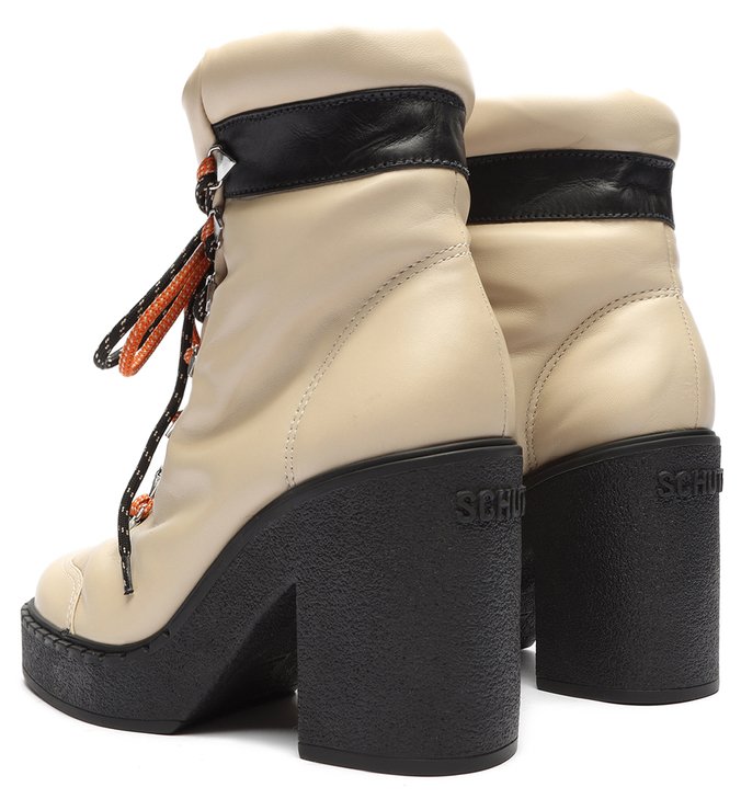 Bota Salto Bloco Tratorada Couro Branca Bota Salto Bloco Tratorada Couro Branca