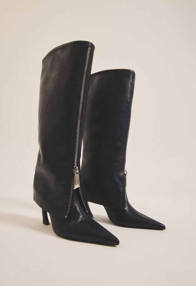 Bota Lexi Zip Bootie Mid Couro Preta | Schutz