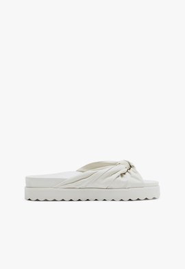 Sandália Papete Nó Couro Branca