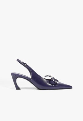 Scarpin Slingback Aura Couro Azul
