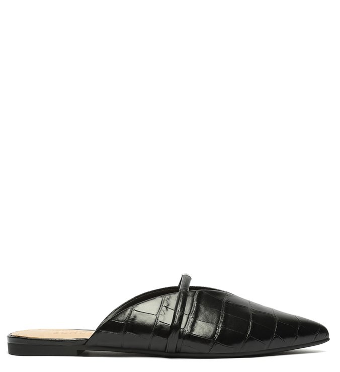 Mule Rasteira Croco Preta Mule Rasteira Croco Preta