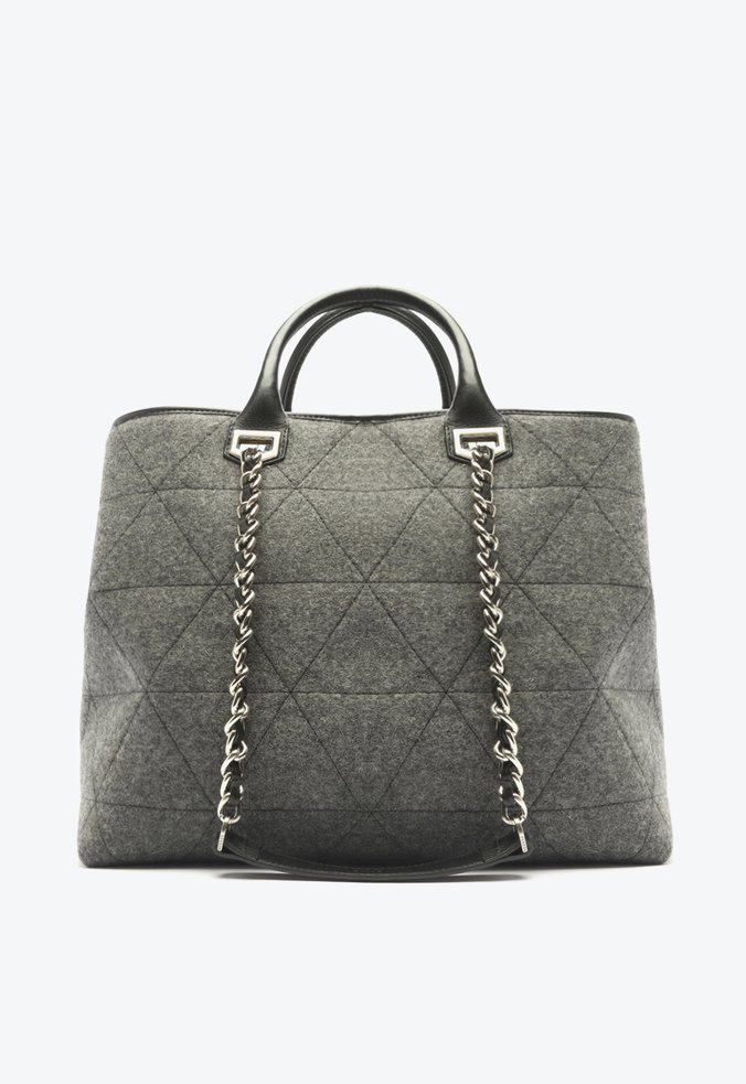 Bolsa Shopping Wool Tecido Lã Cinza
