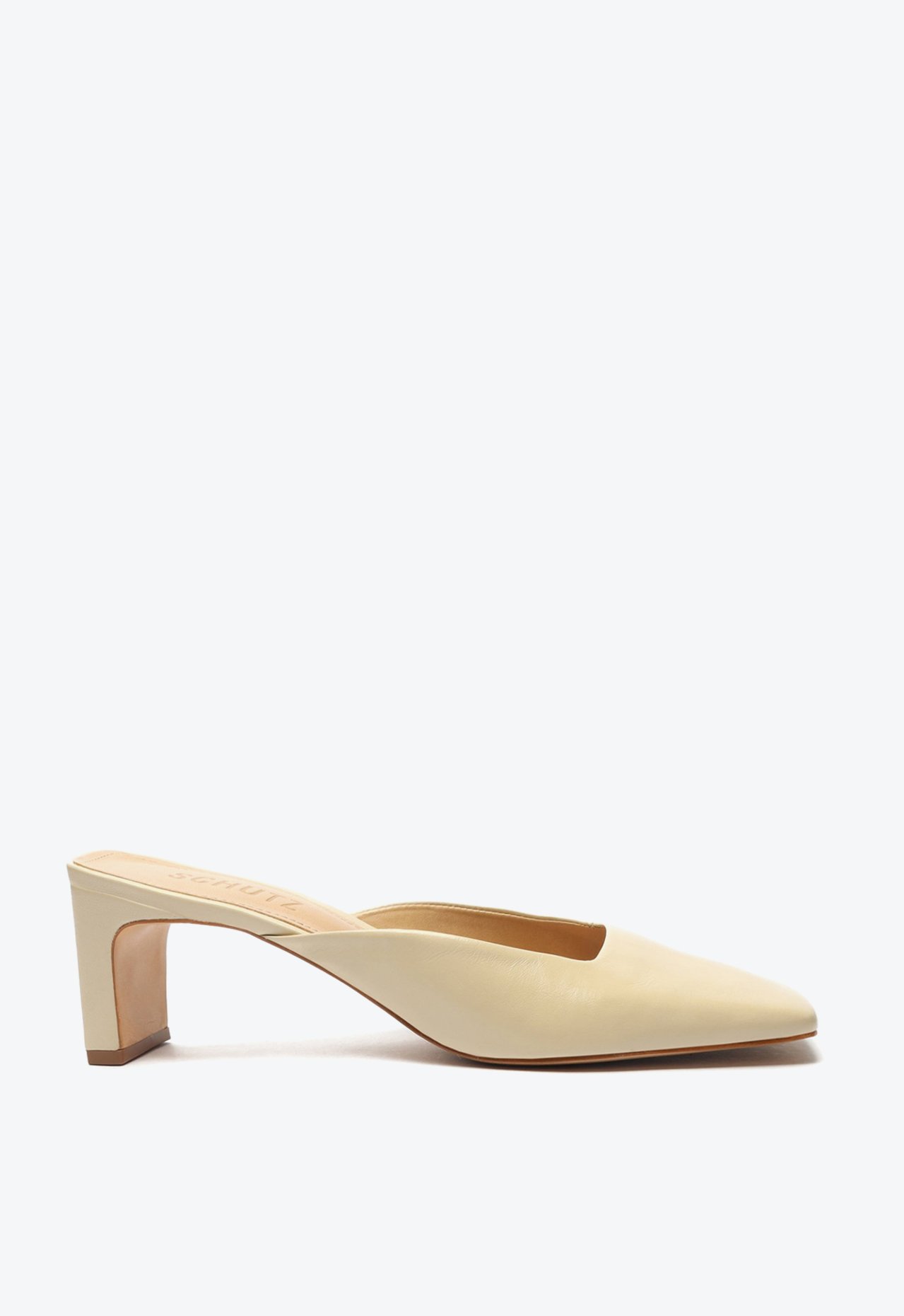 Sapato Mule Quadrada Couro Creme | Schutz