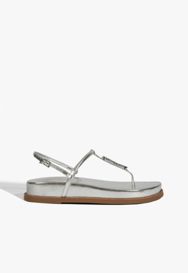 Sandália Papete Couro Schutz Prata