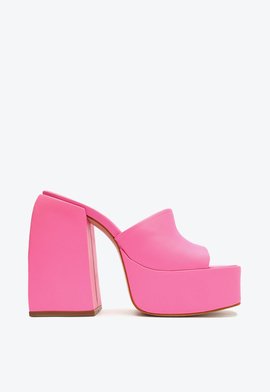 Tamanco Aretha Plataforma Couro Rosa