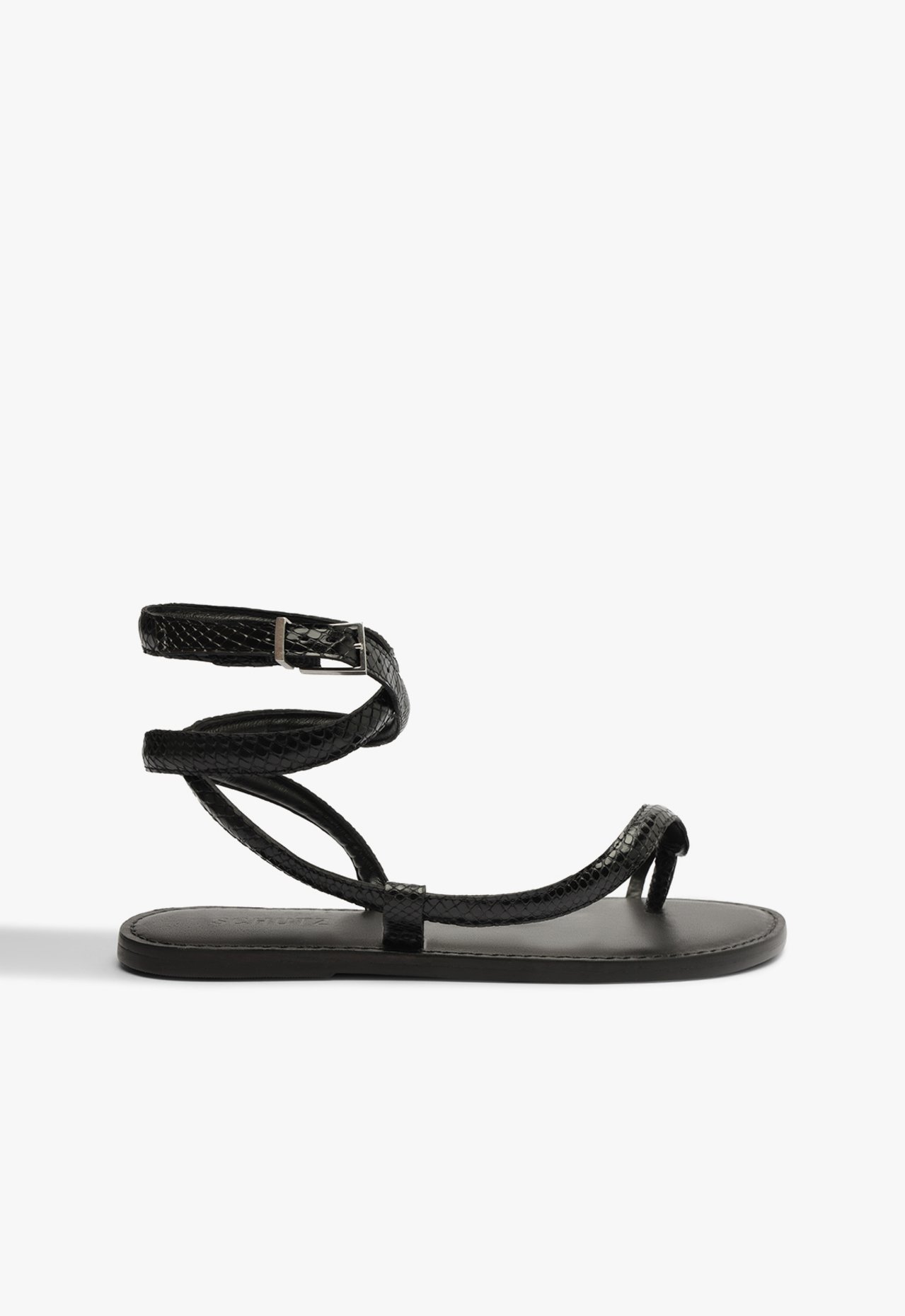 Sandália Rasteira Courtney Couro Preta | Schutz