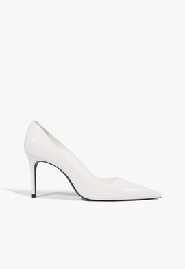 Scarpin Clara Mid  Verniz Couro Branca