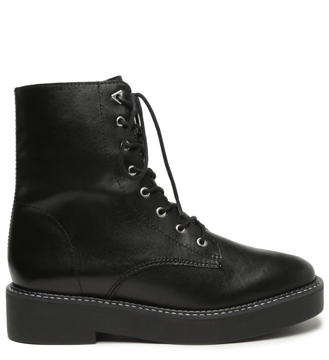 Bota Coturno Cano Curto Bold Couro Preta