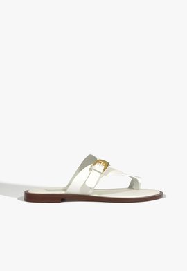 Flat tiras Couro Branca